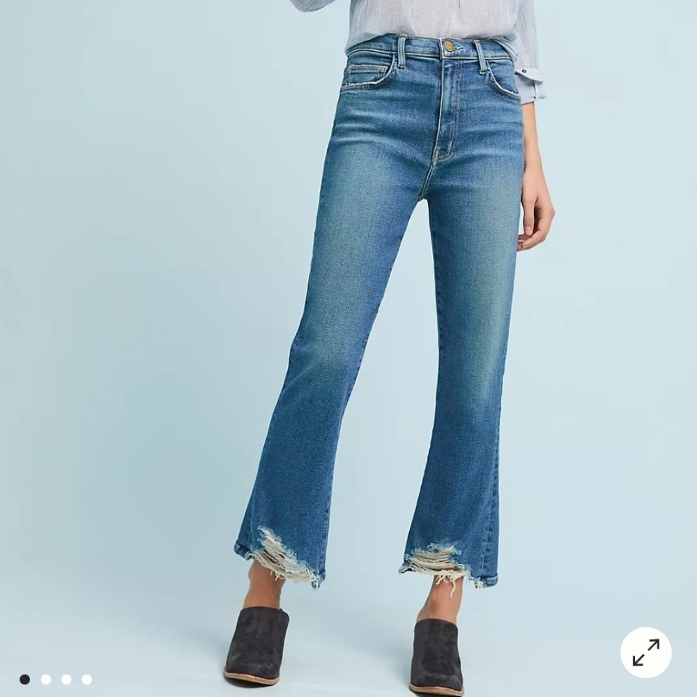 Current/Elliott The Kick High-Rise Cropped Flare Jeans Size 30